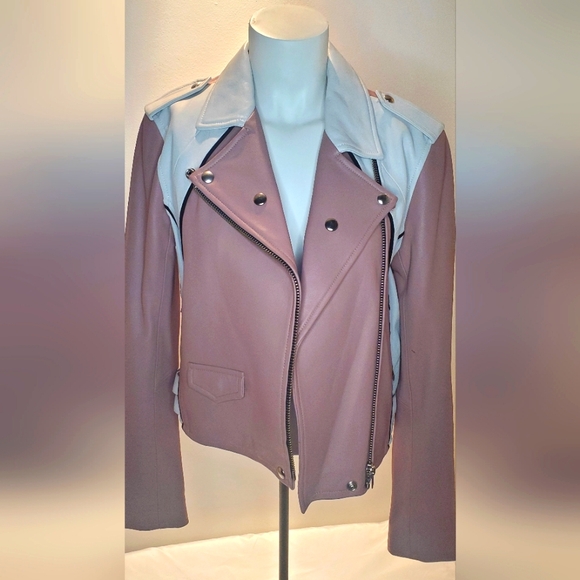 🔥Host Pick🔥NWT IRO women -size 42-leather moto Jacket-colorblock - Picture 3 of 15